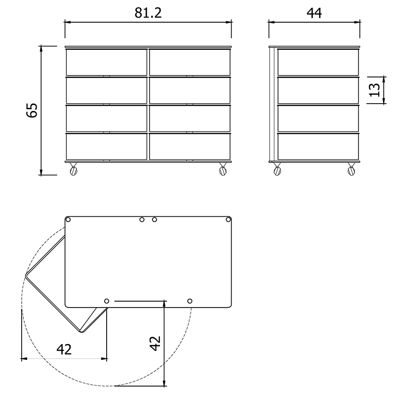 Itaca 4+4 Swivel-opening chest of drawers 3
